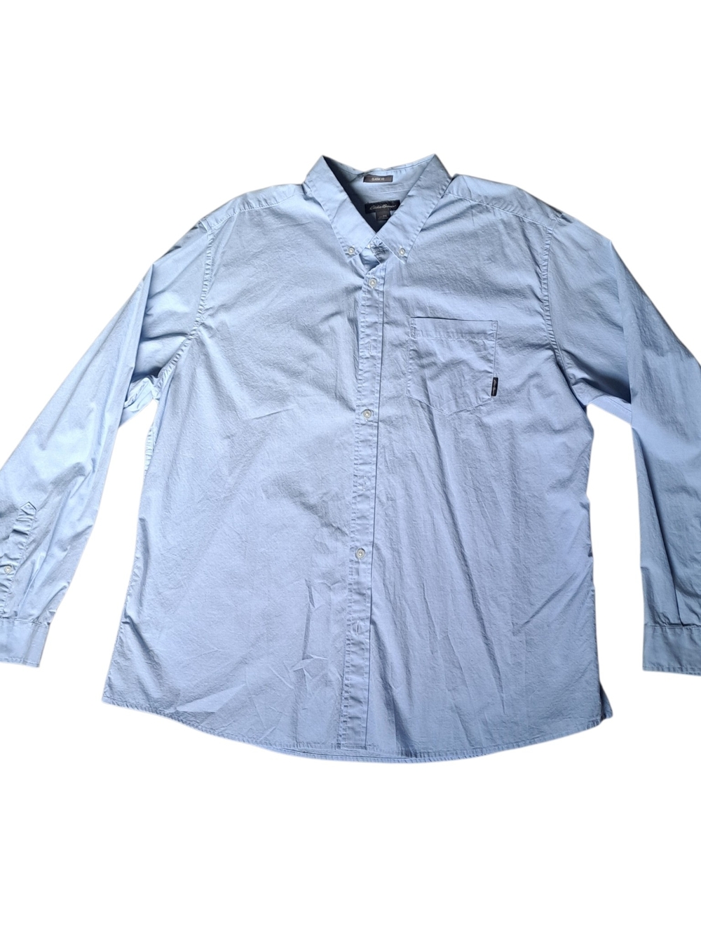 Eddie Bauer Men's 2XL Blue Classic Fit Cotton Button Down Shirt Long Sleeve
